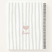Schattige rustiek monogram Modern pastel hart Stri Notitieboek (Achterkant)