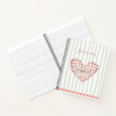Schattige rustiek monogram Modern pastel hart Stri Notitieboek (Binnen)