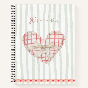 Schattige rustiek monogram Modern pastel hart Stri Notitieboek