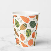 Schattige Rustiek Thanksgiving pompoenpatroon Papieren Bekers (Achterkant)