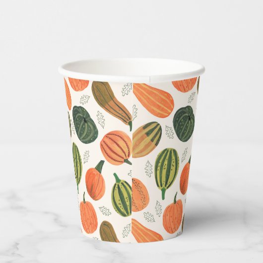 Schattige Rustiek Thanksgiving pompoenpatroon Papieren Bekers (Rechts)