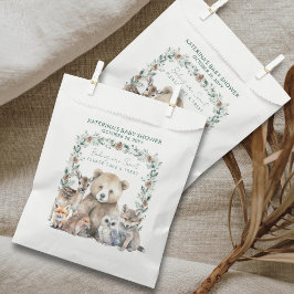 Schattige Rustiek Winter Woodland Animals Baby sho Bedankzakje