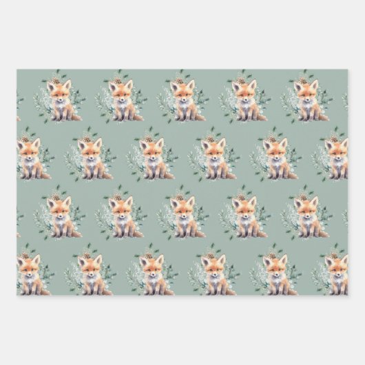 Schattige Rustiek Winter Woodland Animals Baby sho Inpakpapier Vel (Voorkant 2)