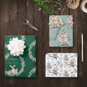 Schattige Rustiek Winter Woodland Animals Baby sho Inpakpapier Vel