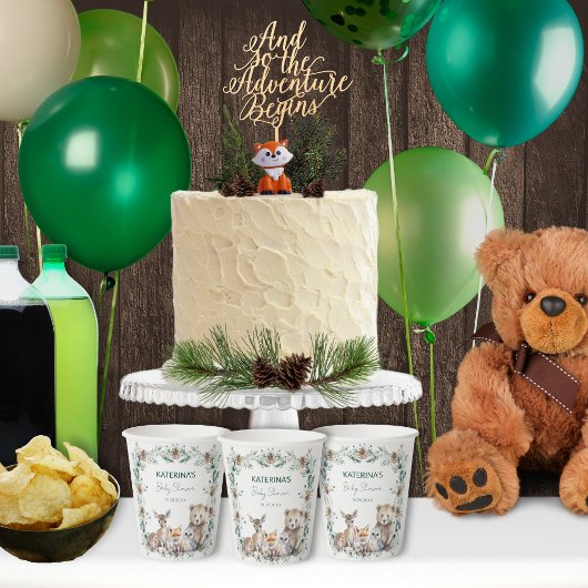 Schattige Rustiek Winter Woodland Animals Baby sho Papieren Bekers