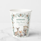 Schattige Rustiek Winter Woodland Animals Baby sho Papieren Bekers (Achterkant)