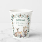 Schattige Rustiek Winter Woodland Animals Baby sho Papieren Bekers (Voorkant)
