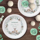 Schattige Rustiek Winter Woodland Animals Baby sho Papieren Bordje
