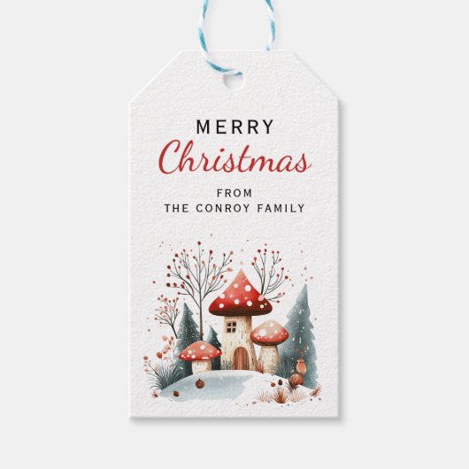 Schattige rustiek winterbos gepersonaliseerd cadeaulabel (Voorkant)