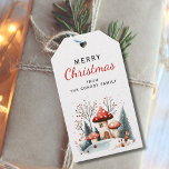Schattige rustiek winterbos gepersonaliseerd cadeaulabel<br><div class="desc">Voor de familie of persoon die dit feestelijke seizoen cadeau doet. Winterbos Vrolijk kerstcadeau label dat kan worden gepersonaliseerd om uw eigen tekstkeuze op te nemen. Houd de 'Merry Christmas' zoals-is of bewerken en voeg jouw naam onder 'van'.</div>