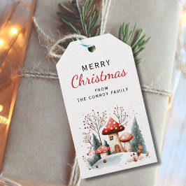 Schattige rustiek winterbos gepersonaliseerd cadeaulabel