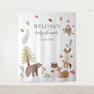 Schattige Rustieke Bosdieren Baby Shower Wandkleed