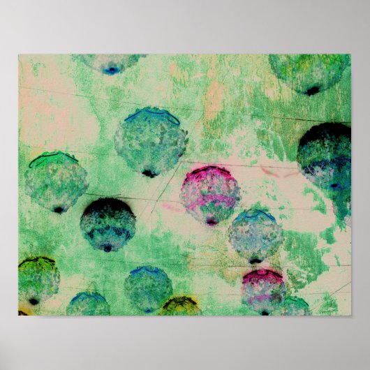 Schattige, rustieke, digitale kunst ronde penseels poster (Voorkant)