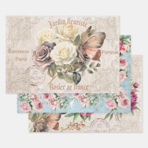 Schattige rustieke  Franse Jardin fleuriste Inpakpapier Vel