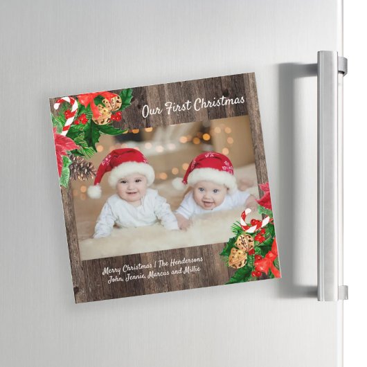 Schattige rustieke houten eerste kerstmis foto van