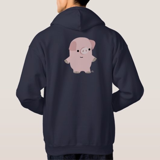 Schattige Rustig Cartoon Varken Hooded Sweatshirt (Achterkant)
