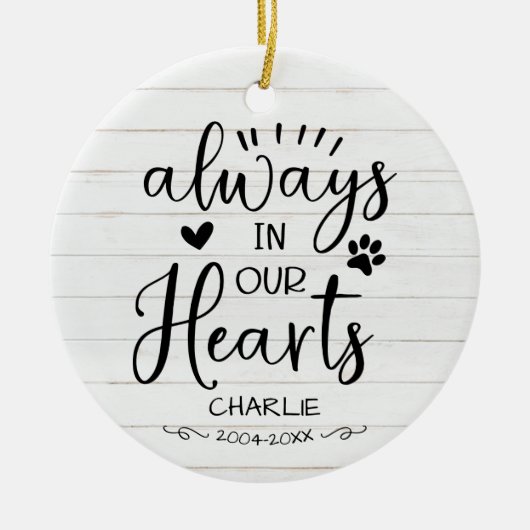 Schattige Rustige Farmhouse Calligraphy Pet Memori Keramisch Ornament (Voorkant)