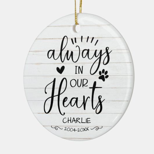 Schattige Rustige Farmhouse Calligraphy Pet Memori Keramisch Ornament (Links)