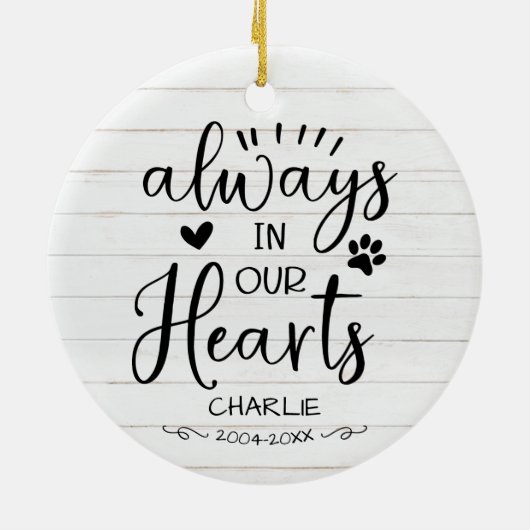 Schattige Rustige Farmhouse Calligraphy Pet Memori Keramisch Ornament (Achterkant)