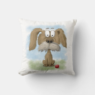 Schattige Ruwharige Hond Cartoon met Bal Kussen