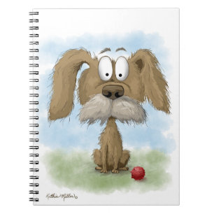Schattige Ruwharige Hond Cartoon met Bal Notitieboek