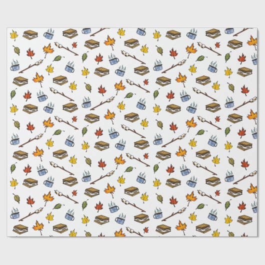 Schattige S’mores Campfire Happy Camper Verjaardag Cadeaupapier (Vlak)