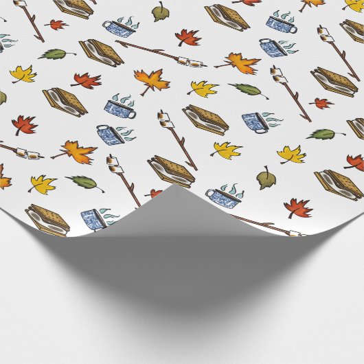 Schattige S’mores Campfire Happy Camper Verjaardag Cadeaupapier (Hoek)