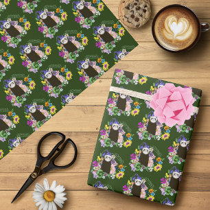 Schattige Sable Fret Woestijnbloemen Groen Woud Cadeaupapier