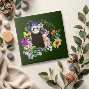 Schattige Sable Fret Woestijnbloemen Groen Woud Tegeltje