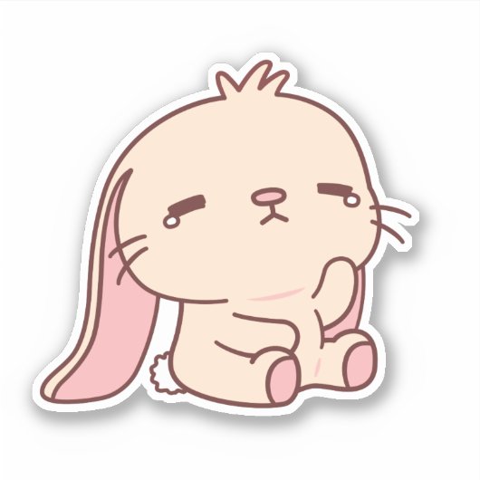 Schattige Sad Bunny Sticker (Voorkant)