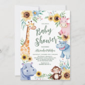 Schattige Safari Animal Greenery Baby shower Kaart (Voorkant)