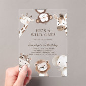 Schattige Safari Animal Themd 1e verjaardag Acryl Uitnodigingen (Insitu (Draagbaar))