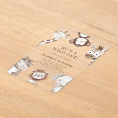 Schattige Safari Animal Themd 1e verjaardag Acryl Uitnodigingen (Laagn)