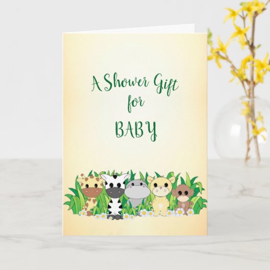 Schattige Safari Animals Baby shower Card Kaart (Gele Bloem)