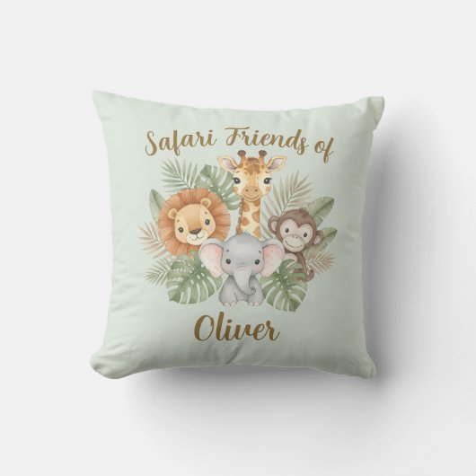 Schattige Safari Baby Dieren Kussen (Voorkant)