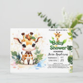Schattige Safari Baby Giraffe Baby shower Kaart (Staand voorkant)