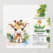 Schattige Safari Baby Giraffe Baby shower Kaart (Voorkant / Achterkant)