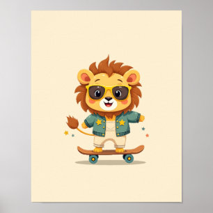 Schattige Safari Baby Leeuw – Fantasievolle Kinder Poster