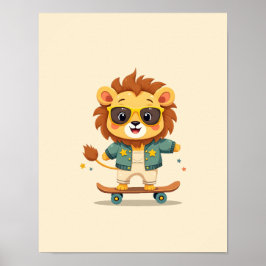 Schattige Safari Baby Leeuw – Whimsische Muurdecor Poster