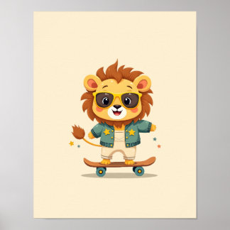 Schattige Safari Baby Leeuw – Whimsische Muurdecor Poster