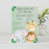 Schattige Safari Baby shower gepersonaliseerd Kaart (Staand voorkant)