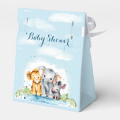 Schattige Safari Baby shower Olifant, Leeuw, Zebra Bedankdoosjes (Achterkant)