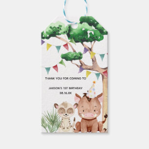 Schattige safari baby warthog en stokstaartje dank cadeaulabel