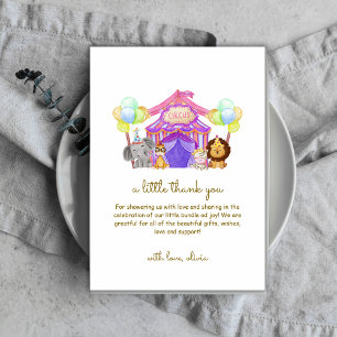 Schattige Safari Circus Carnaval Ballon Baby showe Bedankkaart