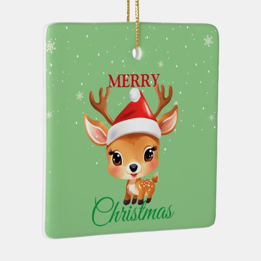 Schattige Safari Dier Rendier Santa Kerstmis Costu Keramisch Ornament (Rechts)