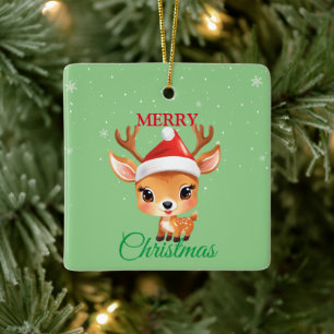 Schattige Safari Dier Rendier Santa Kerstmis Costu Keramisch Ornament