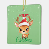 Schattige Safari Dier Rendier Santa Kerstmis Costu Keramisch Ornament (Links)