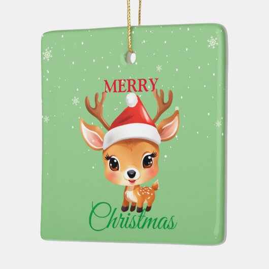 Schattige Safari Dier Rendier Santa Kerstmis Costu Keramisch Ornament (Links)