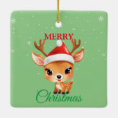 Schattige Safari Dier Rendier Santa Kerstmis Costu Keramisch Ornament (Achterkant)