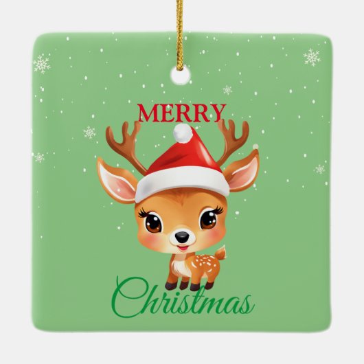 Schattige Safari Dier Rendier Santa Kerstmis Costu Keramisch Ornament (Achterkant)